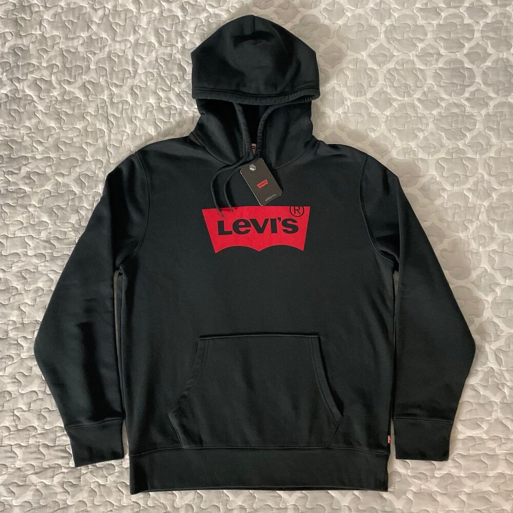 [Size Medium] Levi's Standard Fit Logo Hoodie - Black / Red